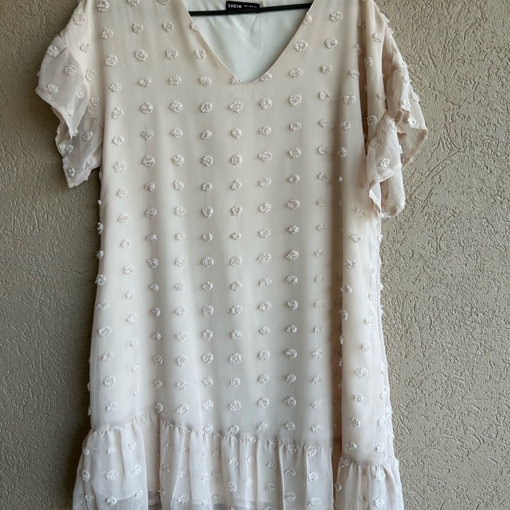 Super cute cream Swiss dot dress. Perfect for church, teacher, social